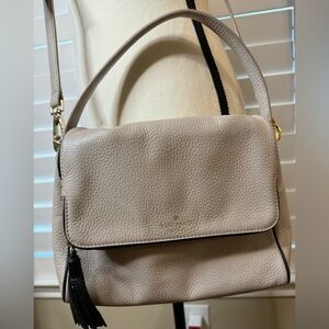 Kate Spade convertible crossbody in pebbled leather (taupe trimmed with black)